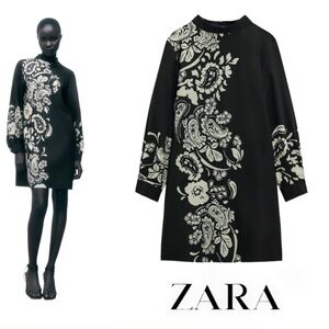 Zara Black and White Asymmetrical Embellished Dress Sz. S